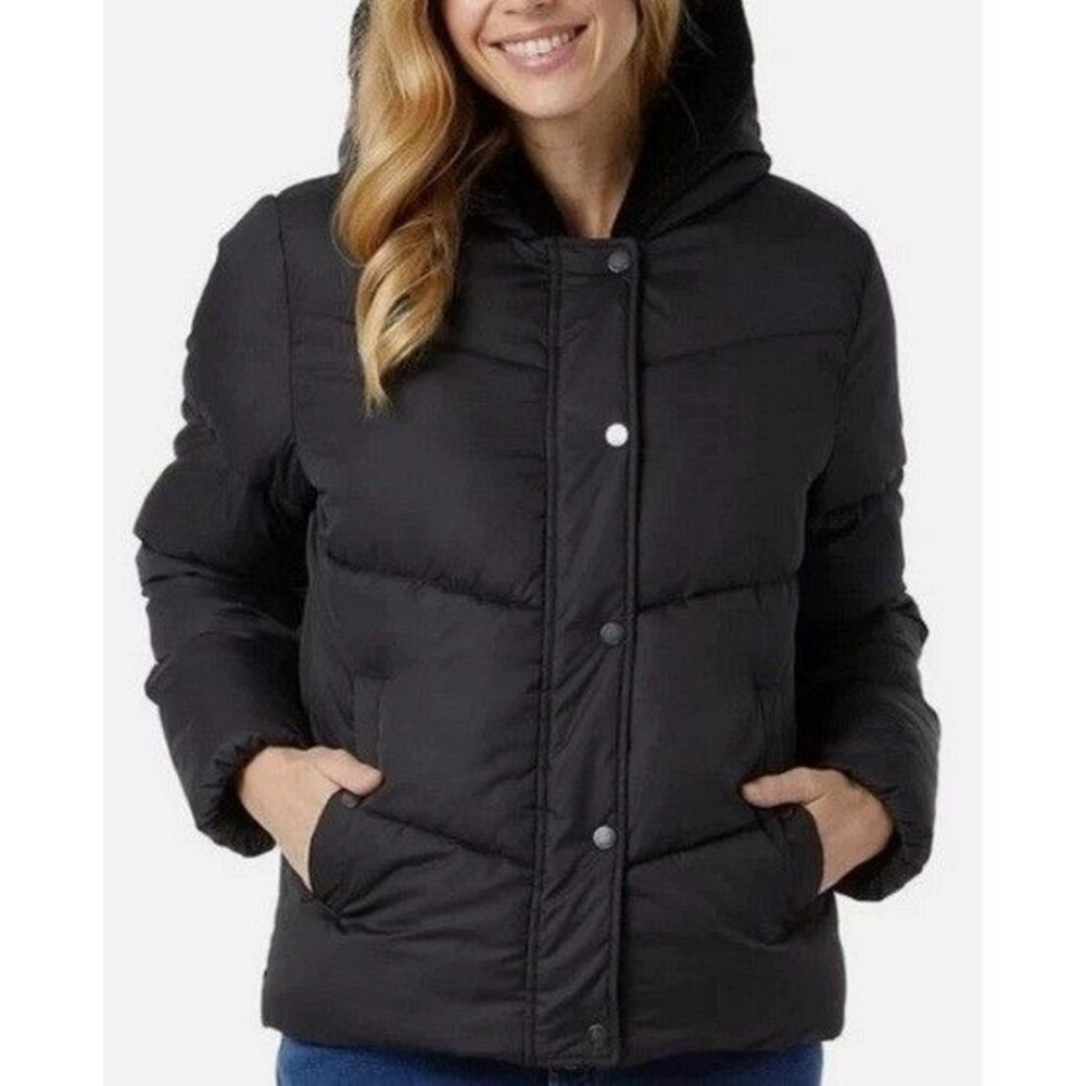 32 Degrees Heat Women's Quilted Plush Lined Hood Jacket Black 3X NWT